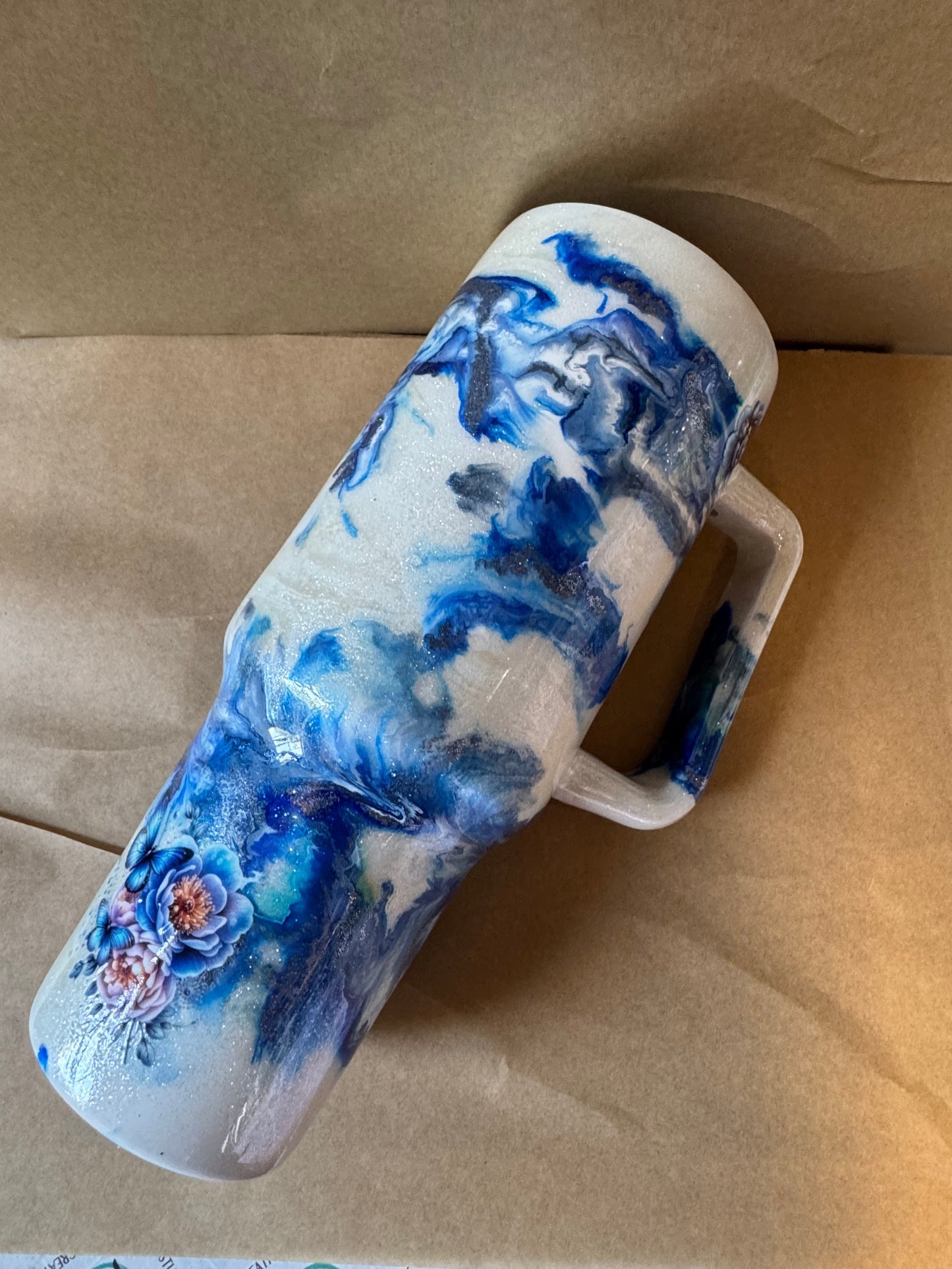 Blue Peony Garden Tumbler – 40oz