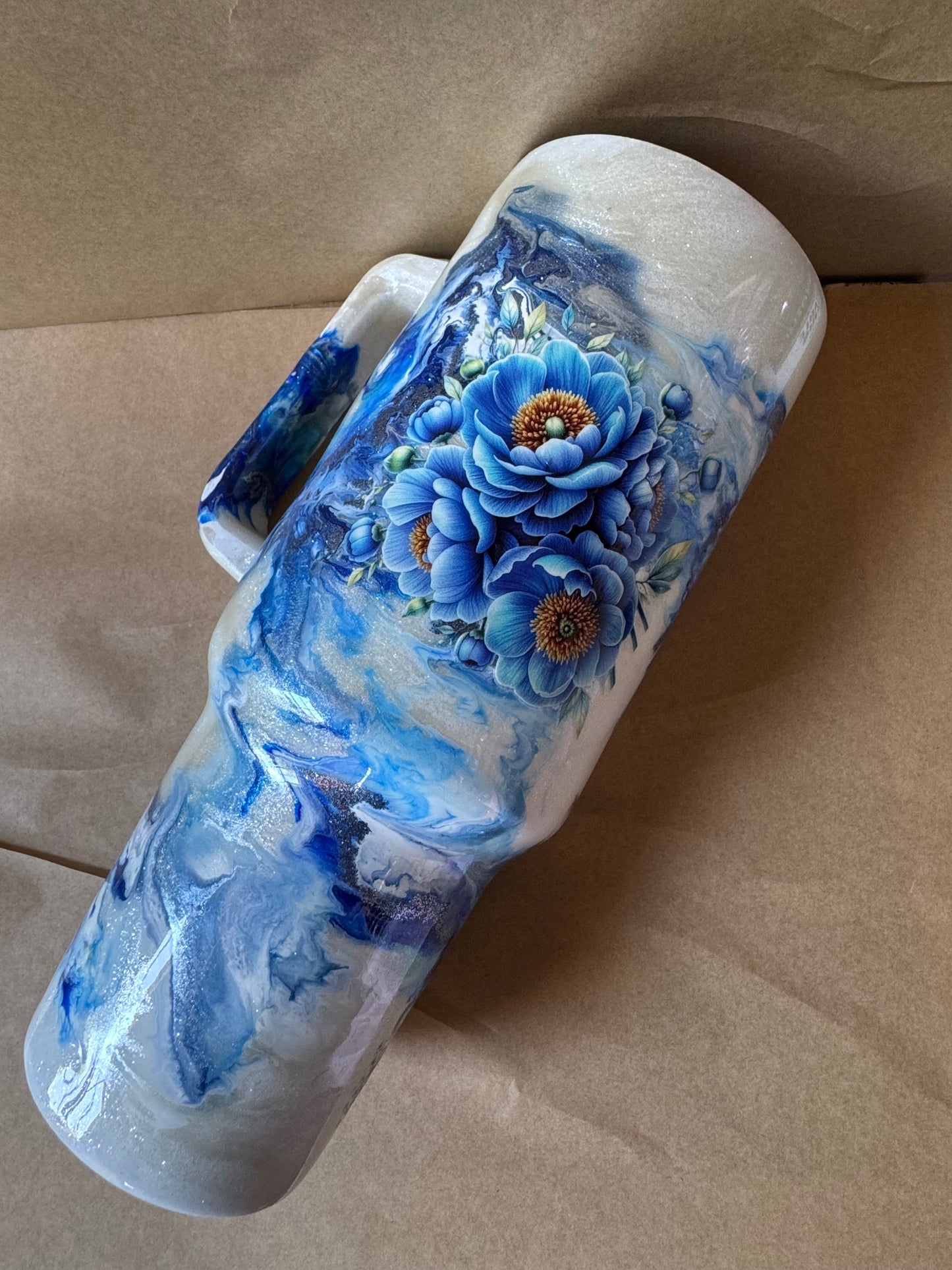Blue Peony Garden Tumbler – 40oz