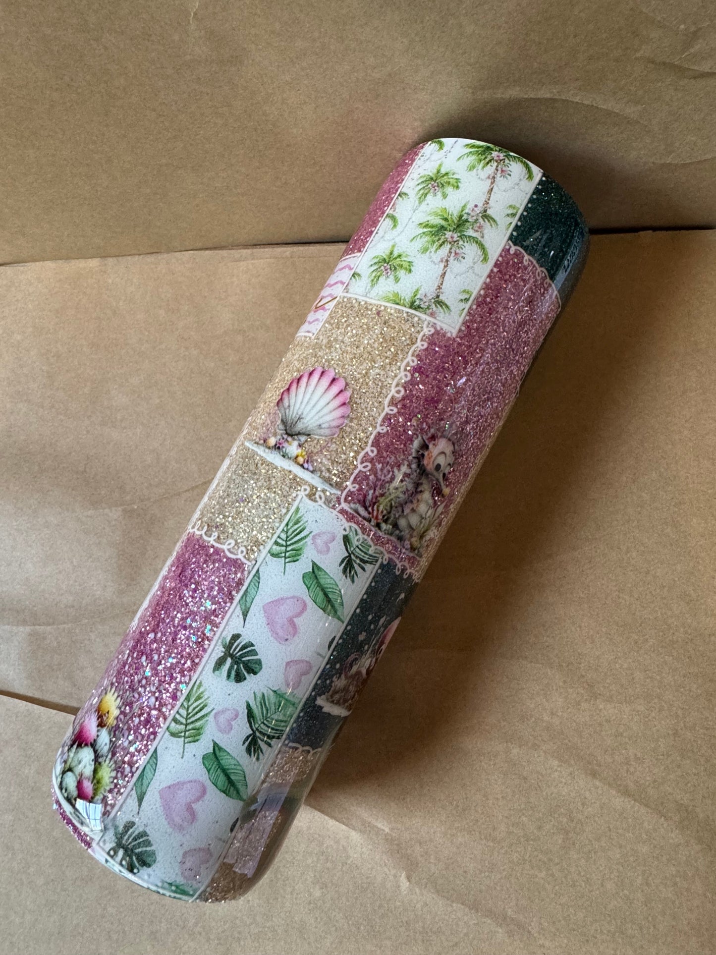 Just Breathe Coastal Patchwork Skinny Tumbler – 30oz